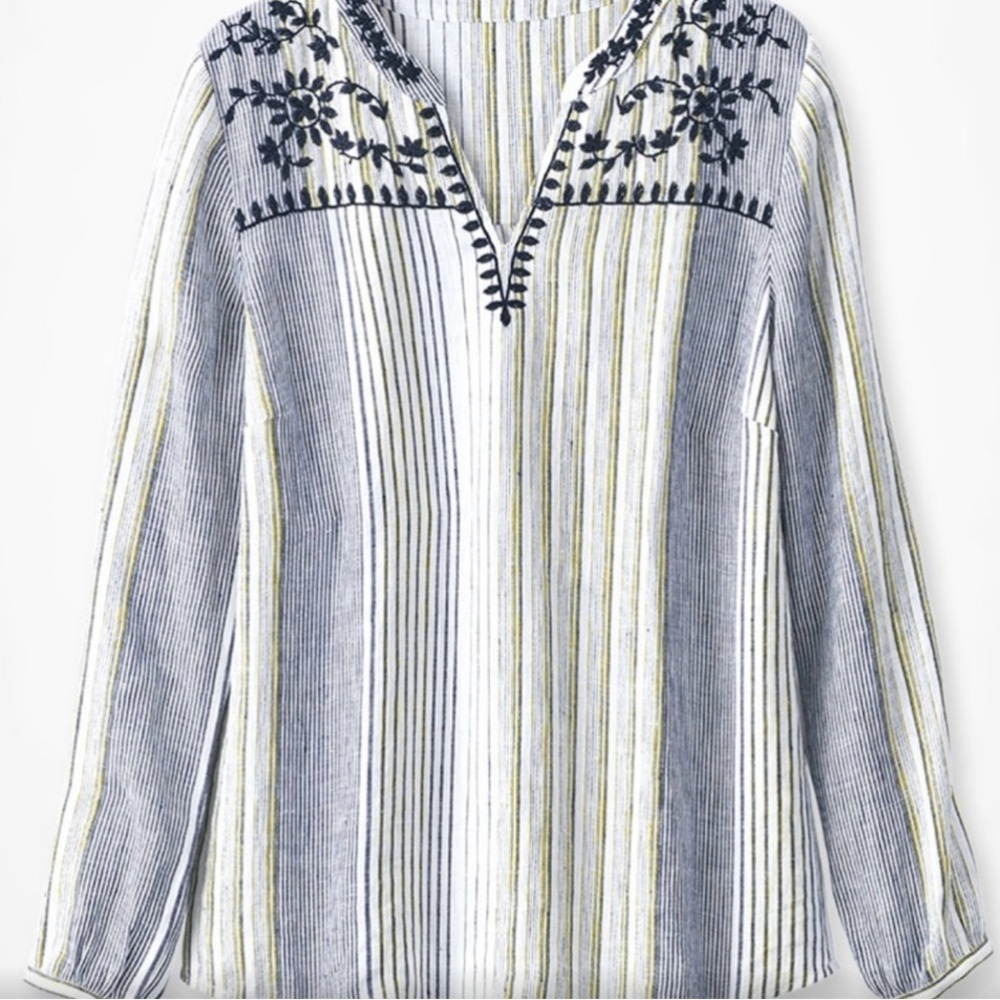 𝅺COLDWATER Creek Linen Long-Sleeve Blouse Size 1X
